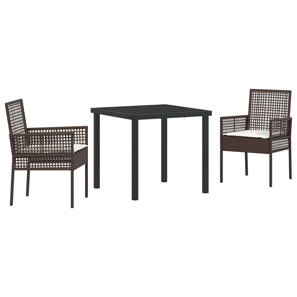 Garten Essgruppe mit Kissen 3 pcs Braun Poly-Rattan