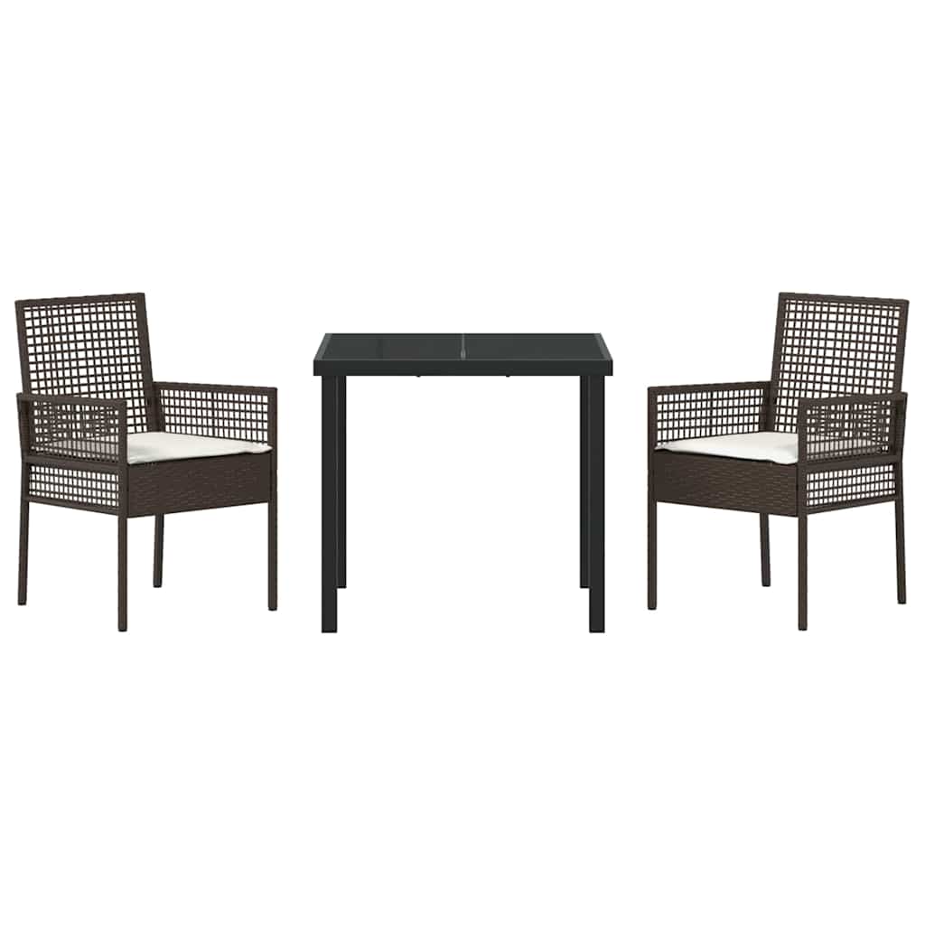 Garten Essgruppe mit Kissen 3 pcs Braun Poly-Rattan
