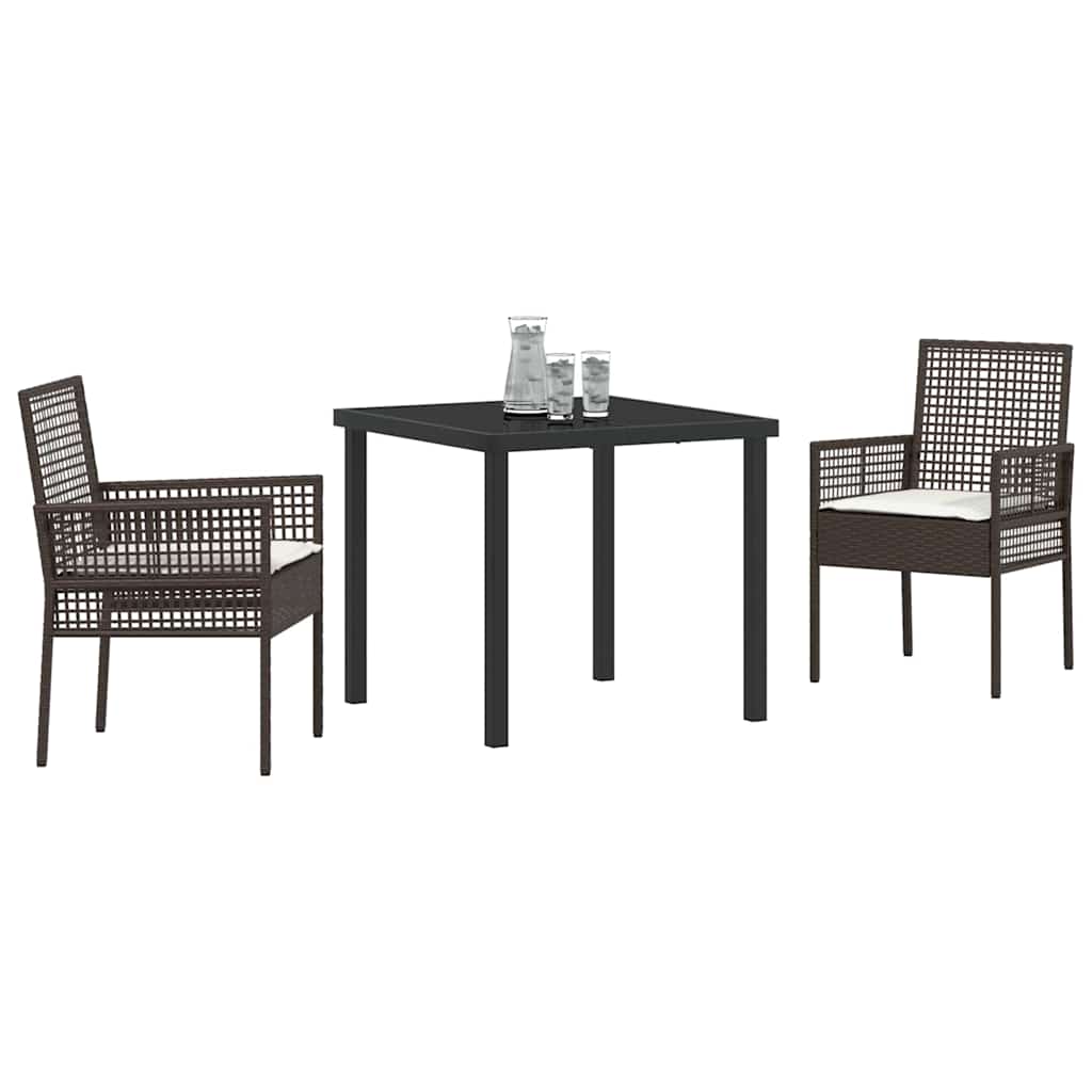 Garten Essgruppe mit Kissen 3 pcs Braun Poly-Rattan