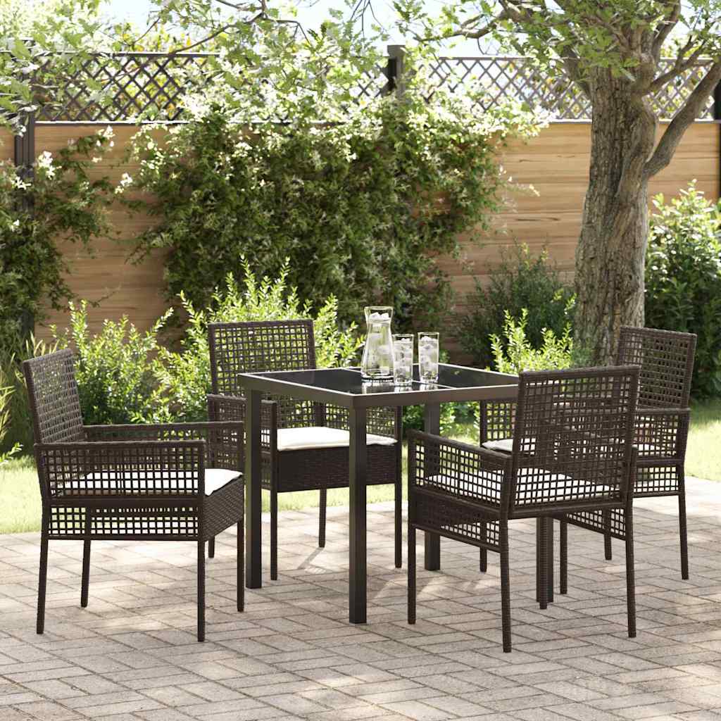 Garten Essgruppe mit Kissen 5 pcs Braun Poly-Rattan