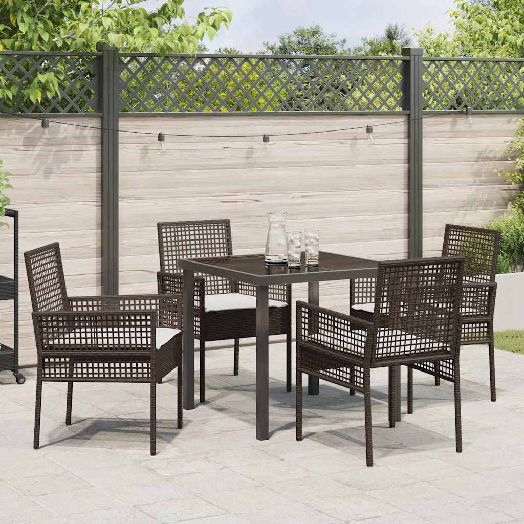 Garten Essgruppe mit Kissen 5 pcs Braun Poly-Rattan