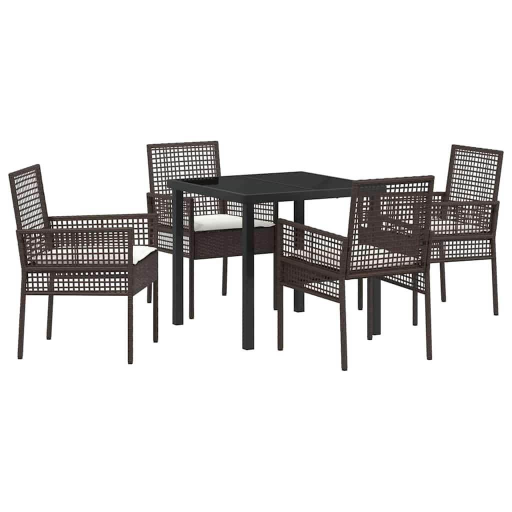 Garten Essgruppe mit Kissen 5 pcs Braun Poly-Rattan