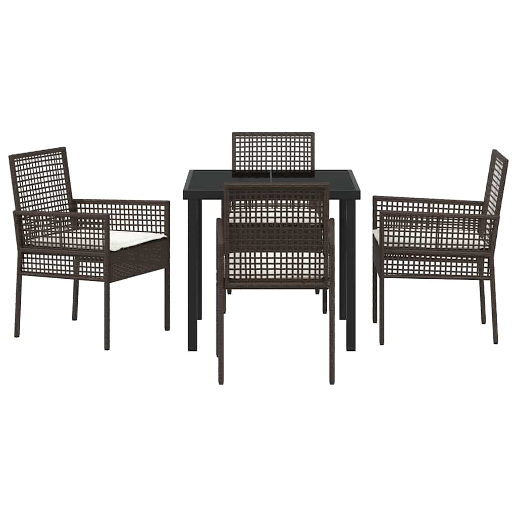 Garten Essgruppe mit Kissen 5 pcs Braun Poly-Rattan