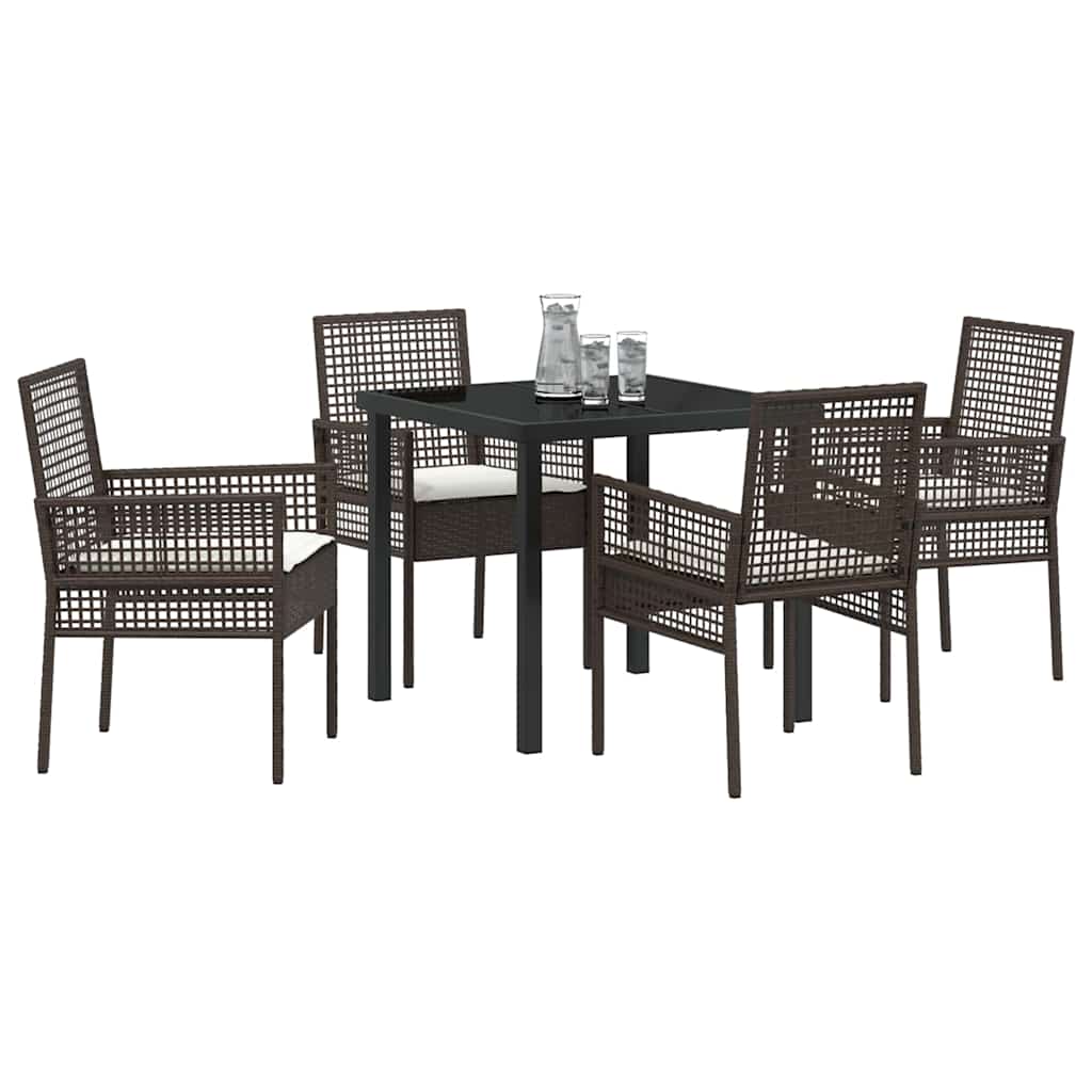 Garten Essgruppe mit Kissen 5 pcs Braun Poly-Rattan