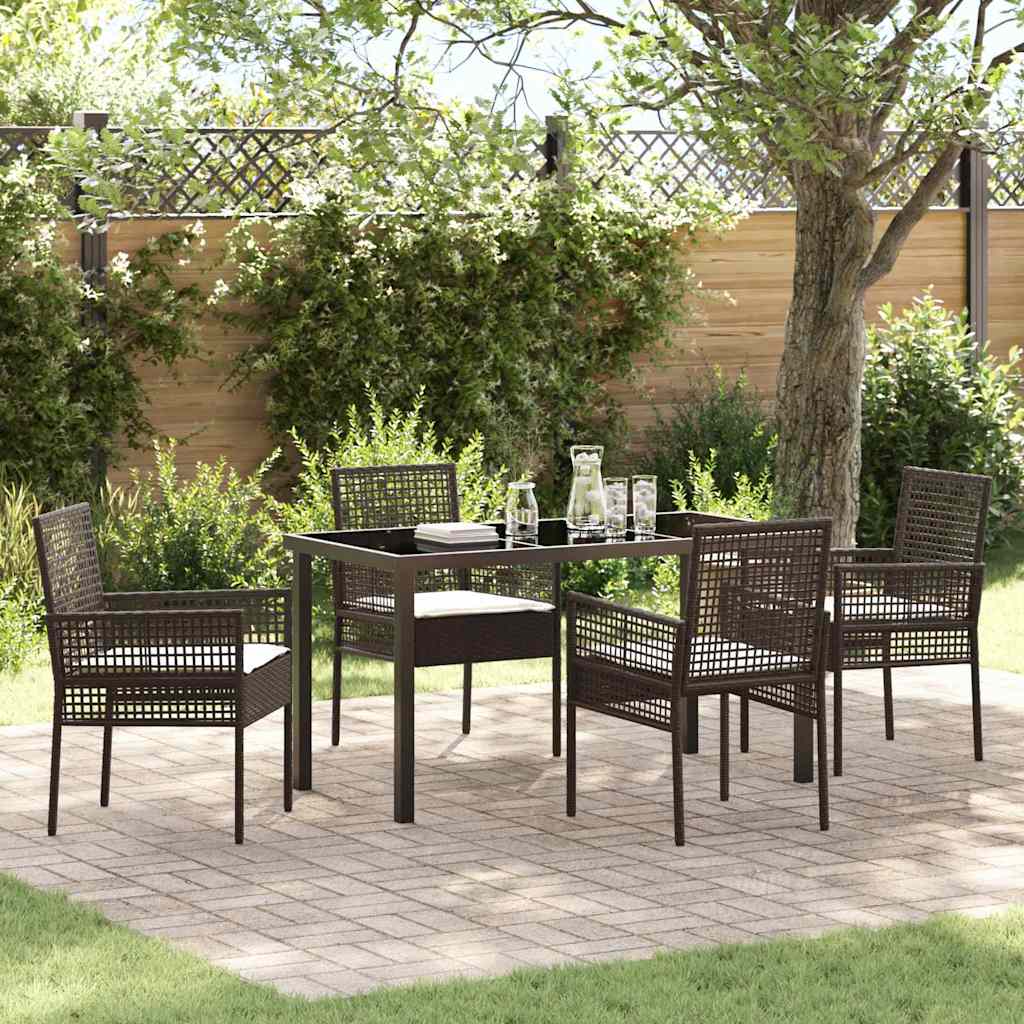 Garten Essgruppe mit Kissen 5 pcs Braun Poly-Rattan