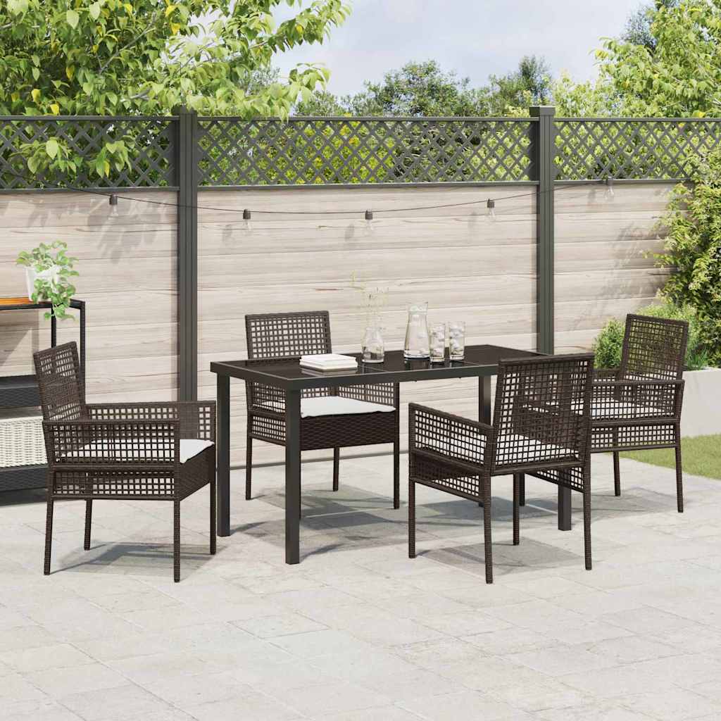 Garten Essgruppe mit Kissen 5 pcs Braun Poly-Rattan