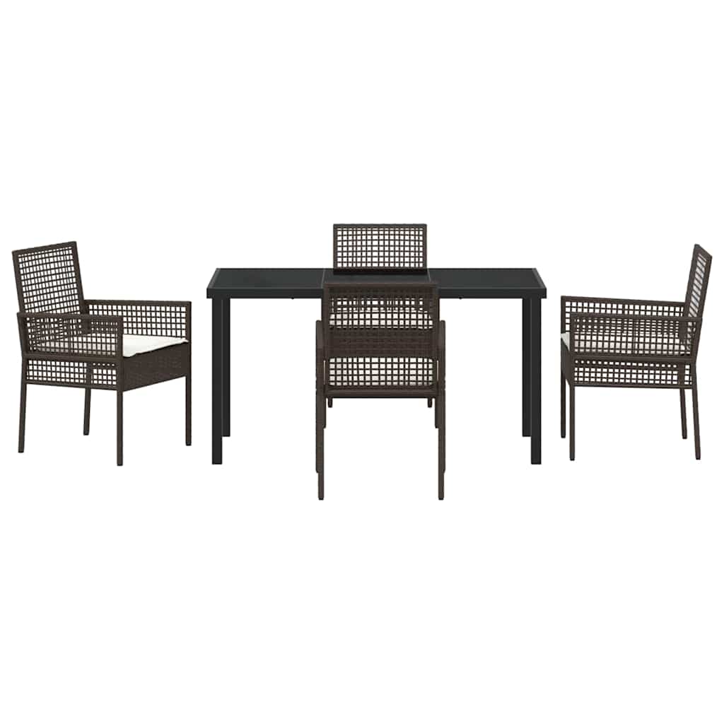 Garten Essgruppe mit Kissen 5 pcs Braun Poly-Rattan