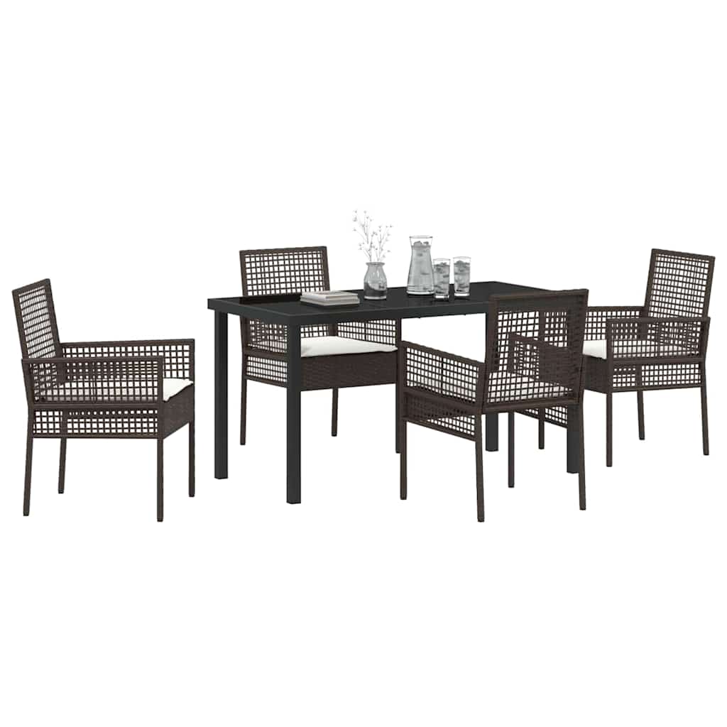 Garten Essgruppe mit Kissen 5 pcs Braun Poly-Rattan