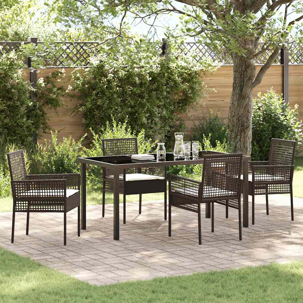 Garten Essgruppe mit Kissen 5 pcs Braun Poly-Rattan