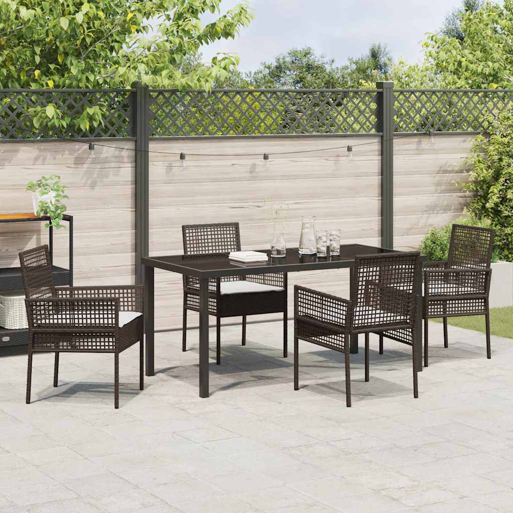 Garten Essgruppe mit Kissen 5 pcs Braun Poly-Rattan