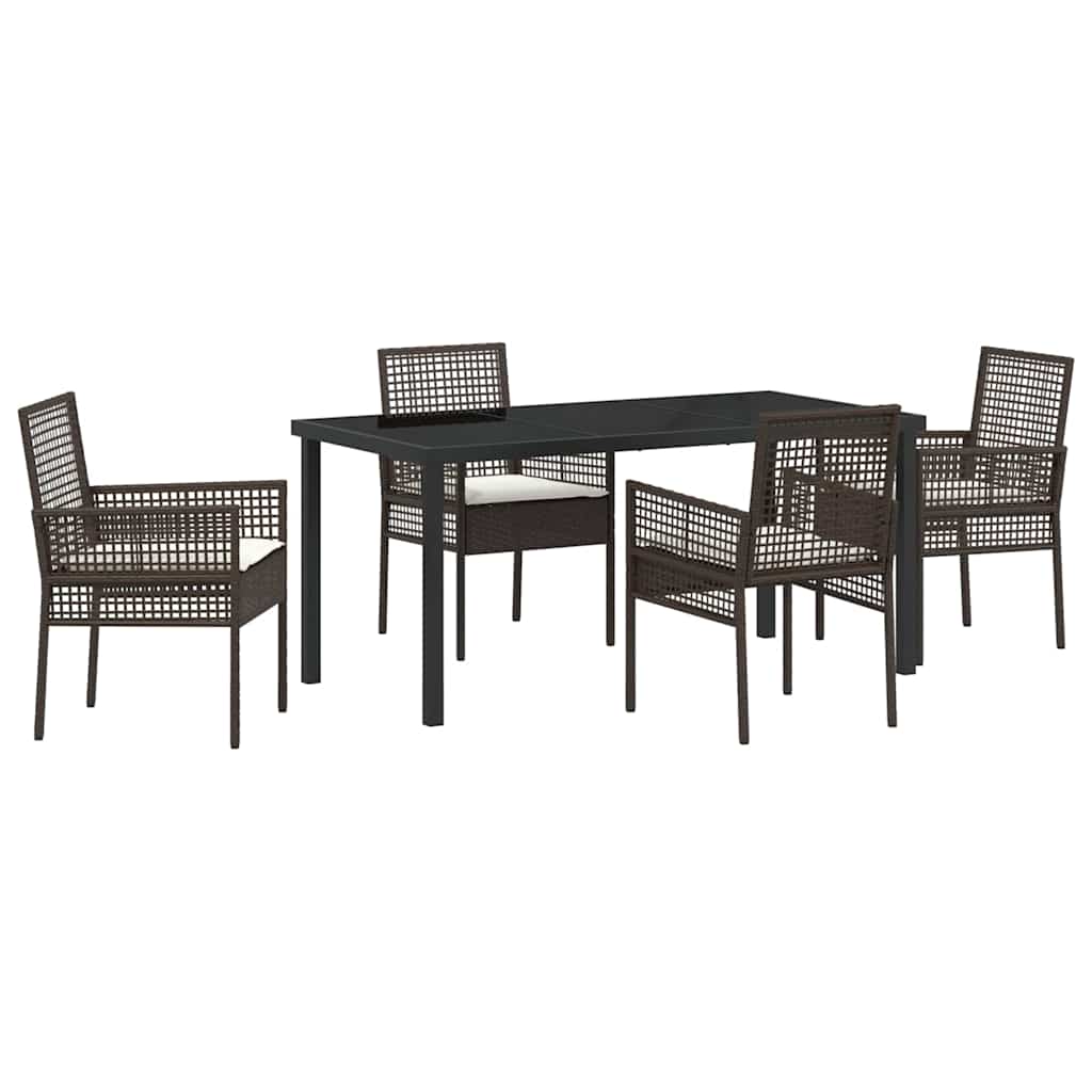 Garten Essgruppe mit Kissen 5 pcs Braun Poly-Rattan