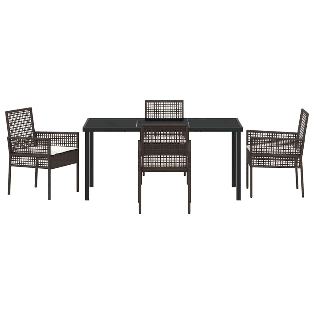 Garten Essgruppe mit Kissen 5 pcs Braun Poly-Rattan