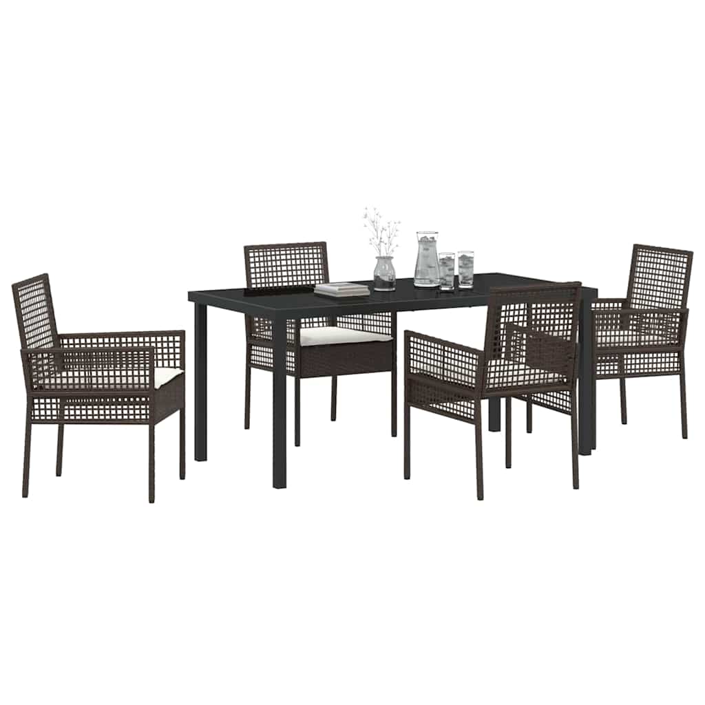 Garten Essgruppe mit Kissen 5 pcs Braun Poly-Rattan