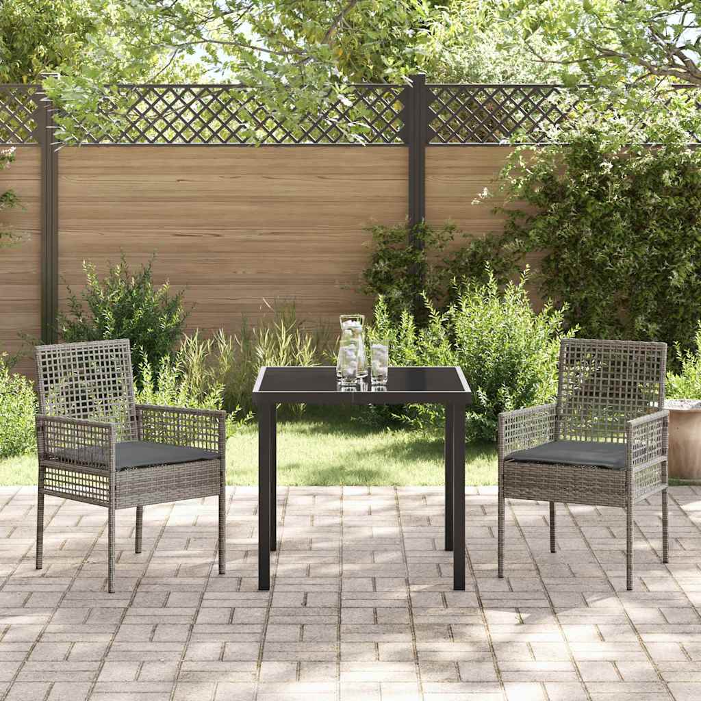 Garten Essgruppe mit Kissen 3 pcs Grau Poly-Rattan