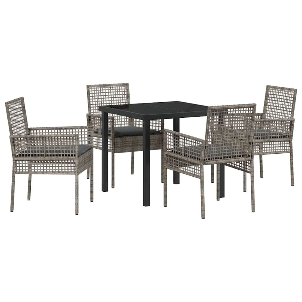 Garten Essgruppe mit Kissen 5 pcs Grau Poly-Rattan