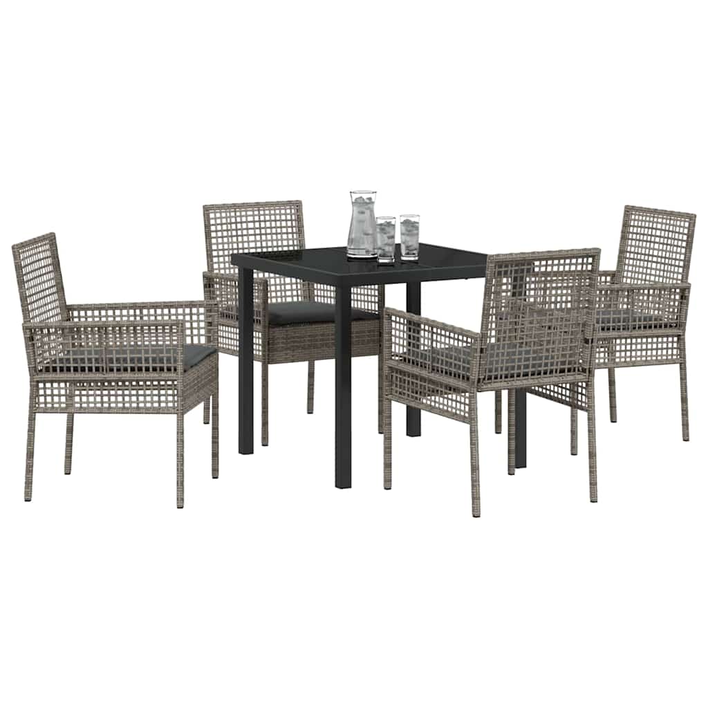 Garten Essgruppe mit Kissen 5 pcs Grau Poly-Rattan
