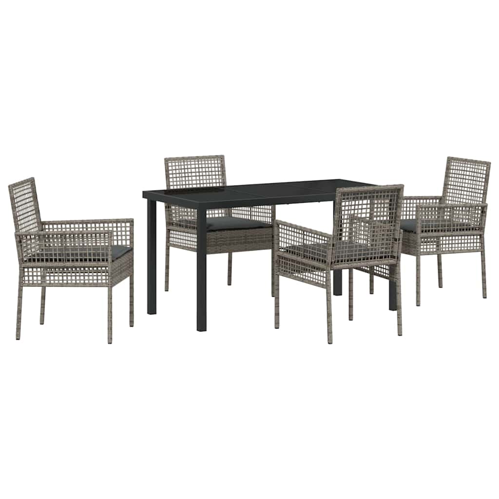 Garten Essgruppe mit Kissen 5 pcs Grau Poly-Rattan