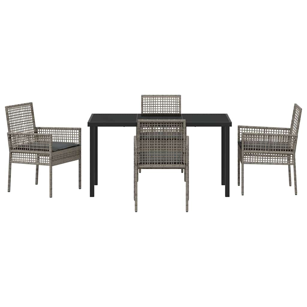 Garten Essgruppe mit Kissen 5 pcs Grau Poly-Rattan