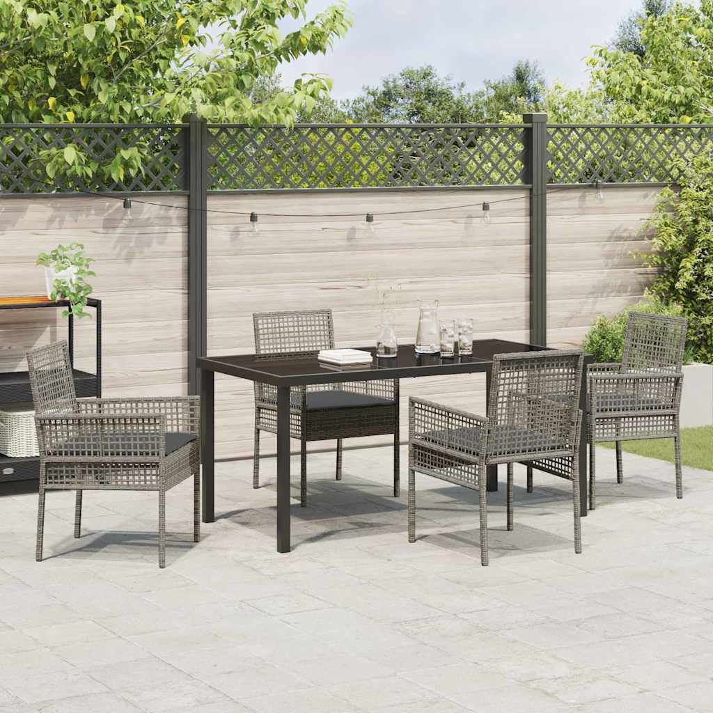 Garten Essgruppe mit Kissen 5 pcs Grau Poly-Rattan