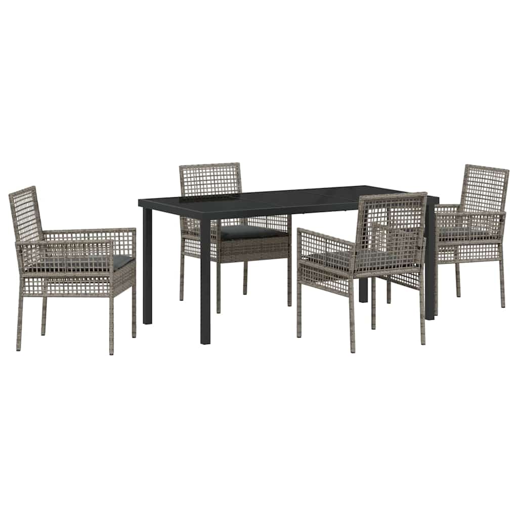 Garten Essgruppe mit Kissen 5 pcs Grau Poly-Rattan
