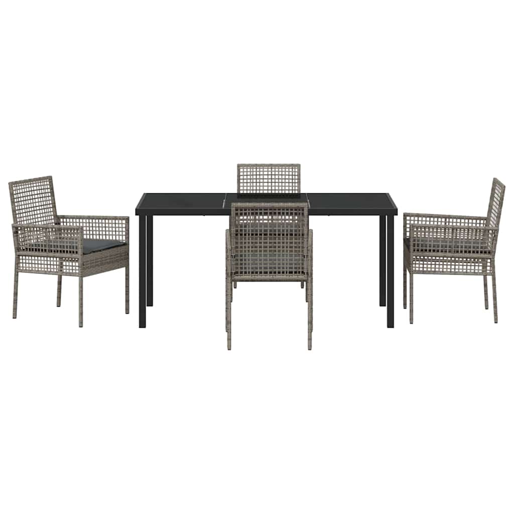Garten Essgruppe mit Kissen 5 pcs Grau Poly-Rattan