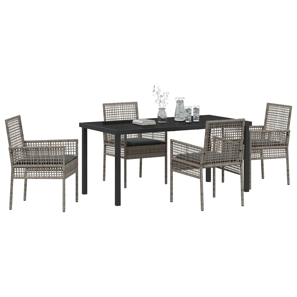Garten Essgruppe mit Kissen 5 pcs Grau Poly-Rattan