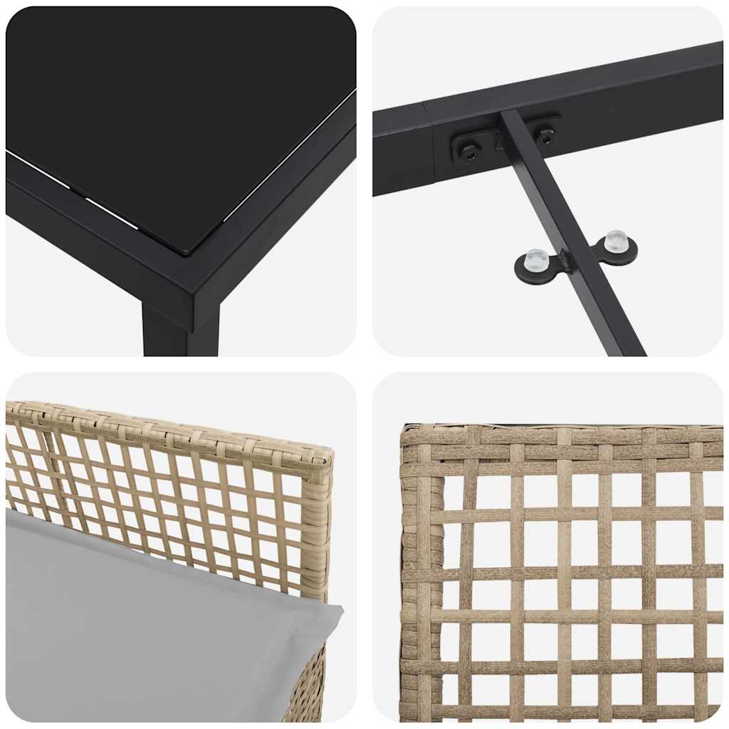 Garten Essgruppe mit Kissen 3 pcs Beige Poly-Rattan