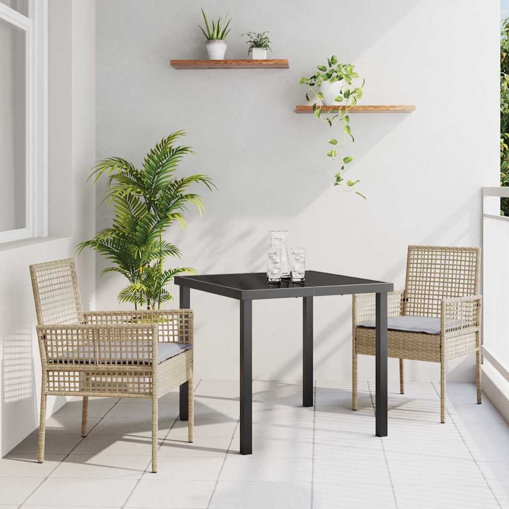 Garten Essgruppe mit Kissen 3 pcs Beige Poly-Rattan