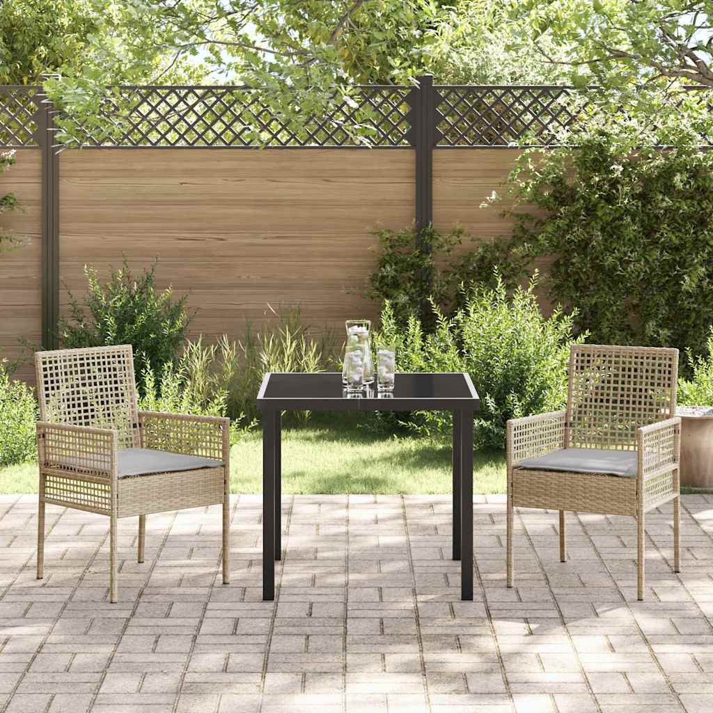 Garten Essgruppe mit Kissen 3 pcs Beige Poly-Rattan