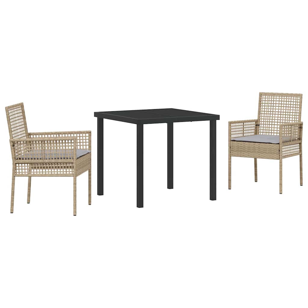Garten Essgruppe mit Kissen 3 pcs Beige Poly-Rattan