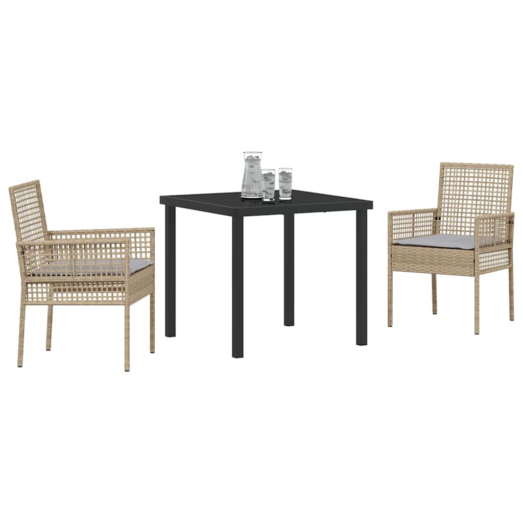 Garten Essgruppe mit Kissen 3 pcs Beige Poly-Rattan
