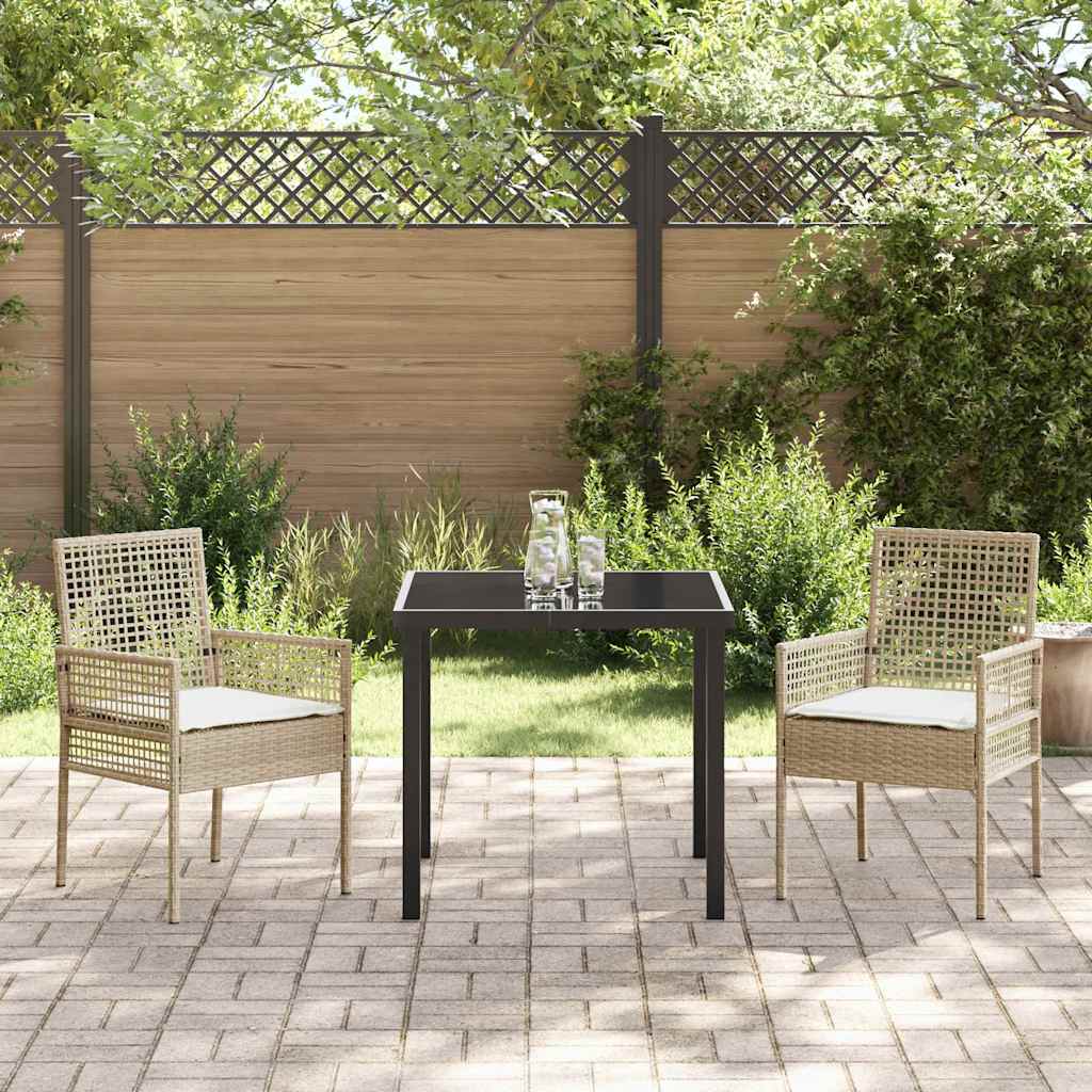 Garten Essgruppe mit Kissen 3 pcs Beige Poly-Rattan