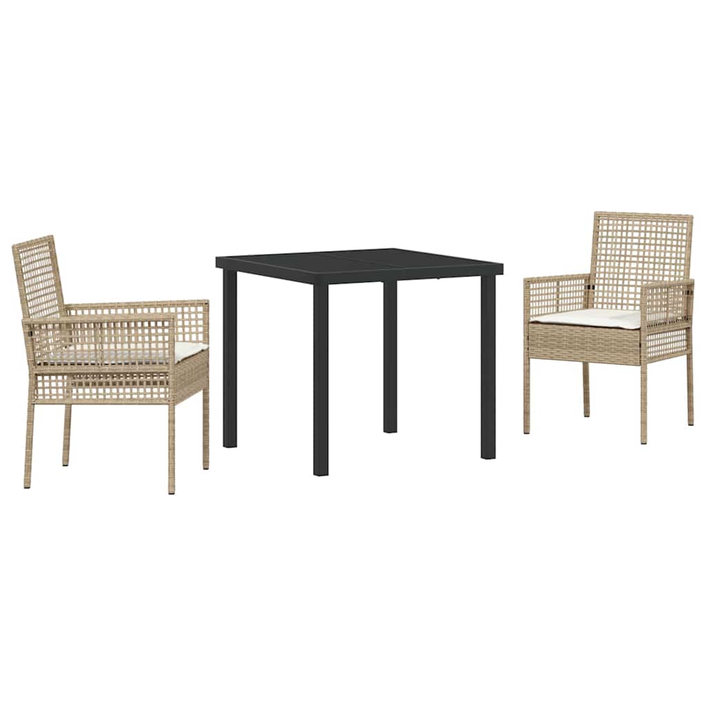 Garten Essgruppe mit Kissen 3 pcs Beige Poly-Rattan