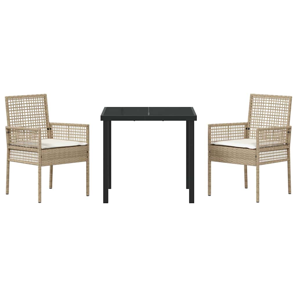 Garten Essgruppe mit Kissen 3 pcs Beige Poly-Rattan