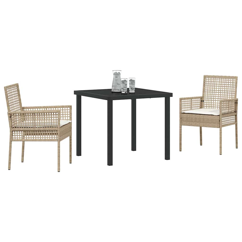 Garten Essgruppe mit Kissen 3 pcs Beige Poly-Rattan