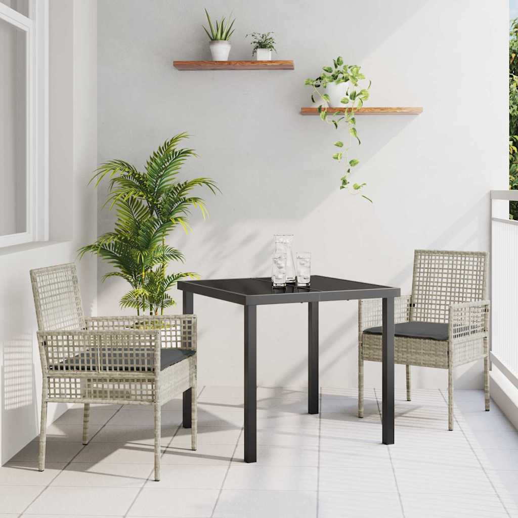Garten Essgruppe mit Kissen 3 pcs Hellgrau Poly-Rattan