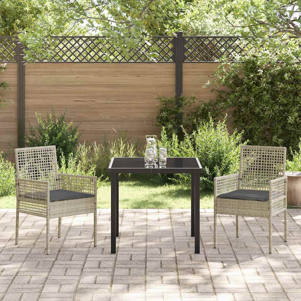 Garten Essgruppe mit Kissen 3 pcs Hellgrau Poly-Rattan