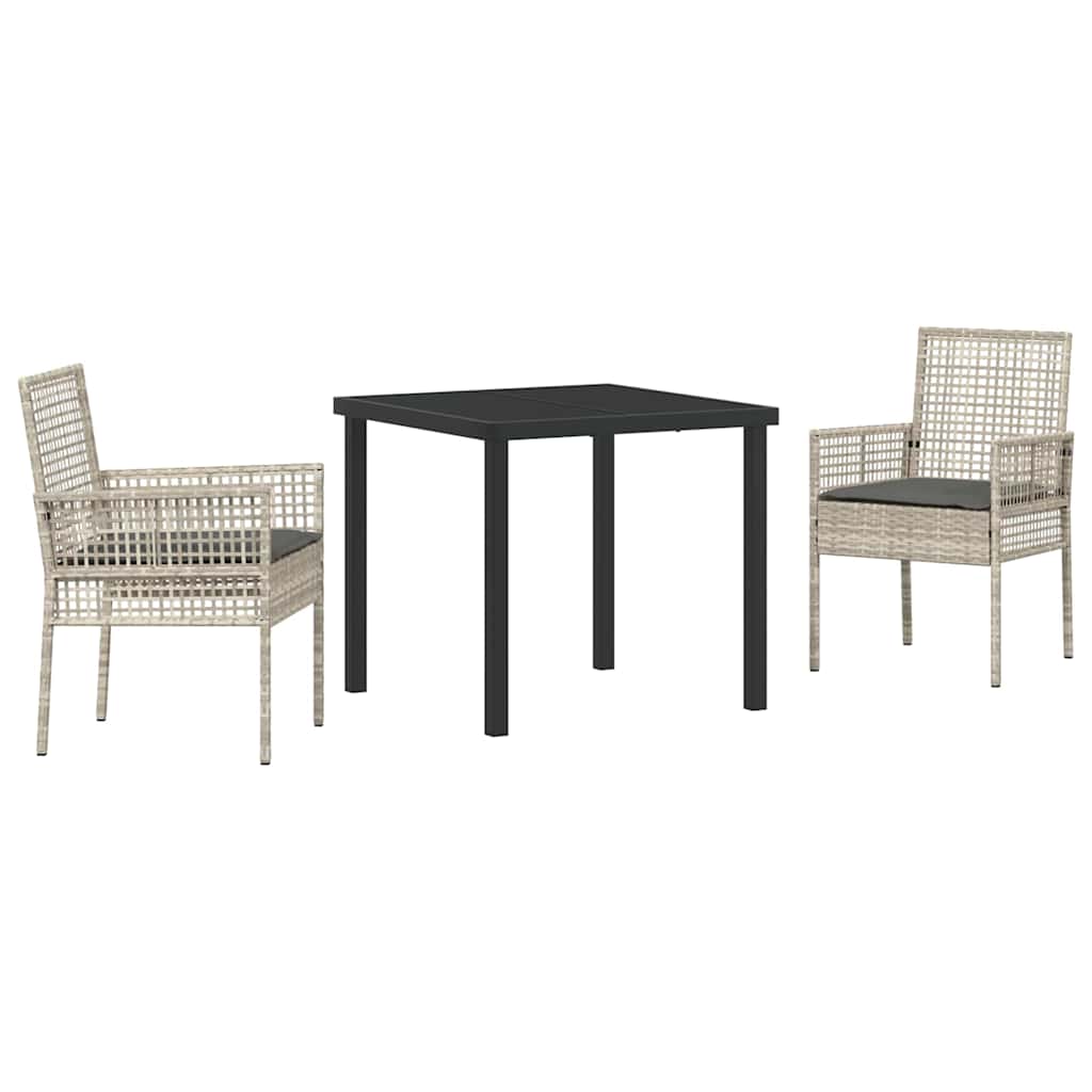 Garten Essgruppe mit Kissen 3 pcs Hellgrau Poly-Rattan