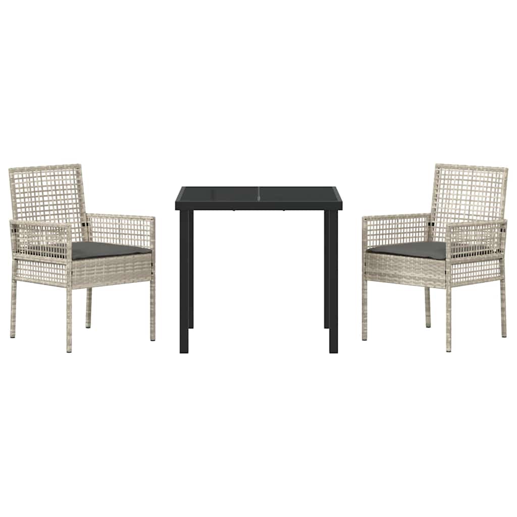 Garten Essgruppe mit Kissen 3 pcs Hellgrau Poly-Rattan