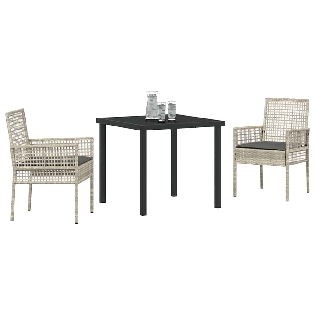 Garten Essgruppe mit Kissen 3 pcs Hellgrau Poly-Rattan