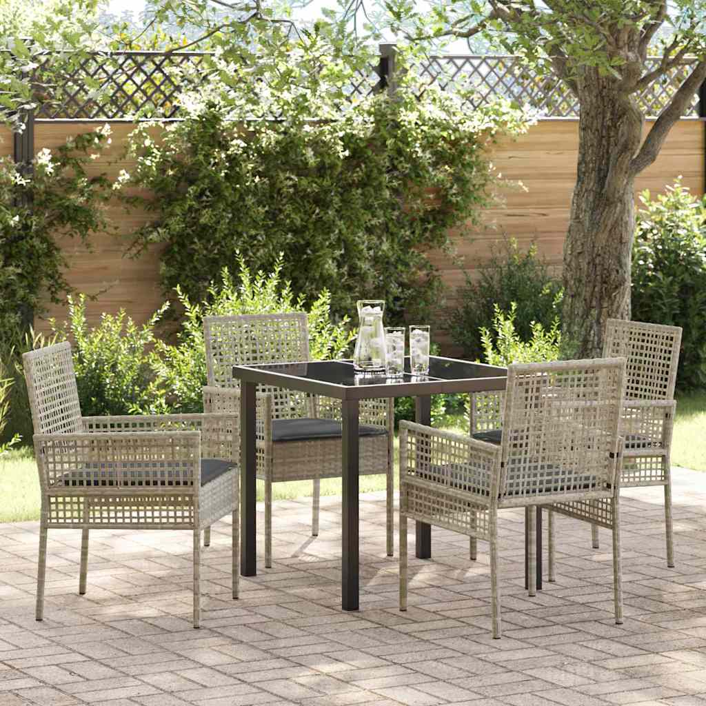 Garten Essgruppe mit Kissen 5 pcs Hellgrau Poly-Rattan