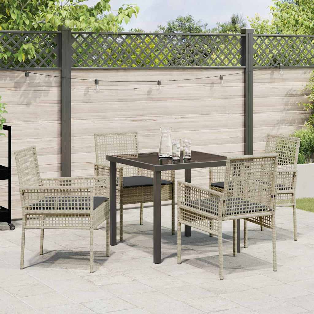 Garten Essgruppe mit Kissen 5 pcs Hellgrau Poly-Rattan