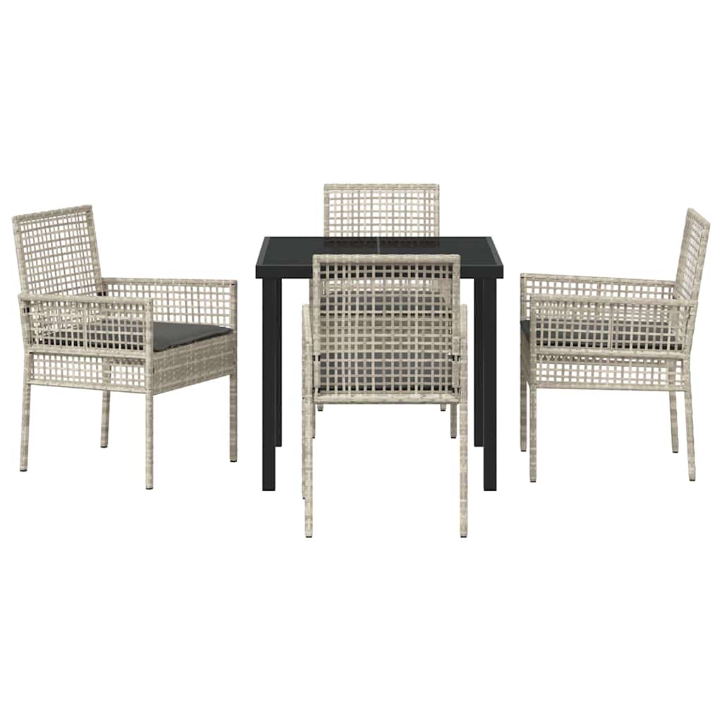 Garten Essgruppe mit Kissen 5 pcs Hellgrau Poly-Rattan