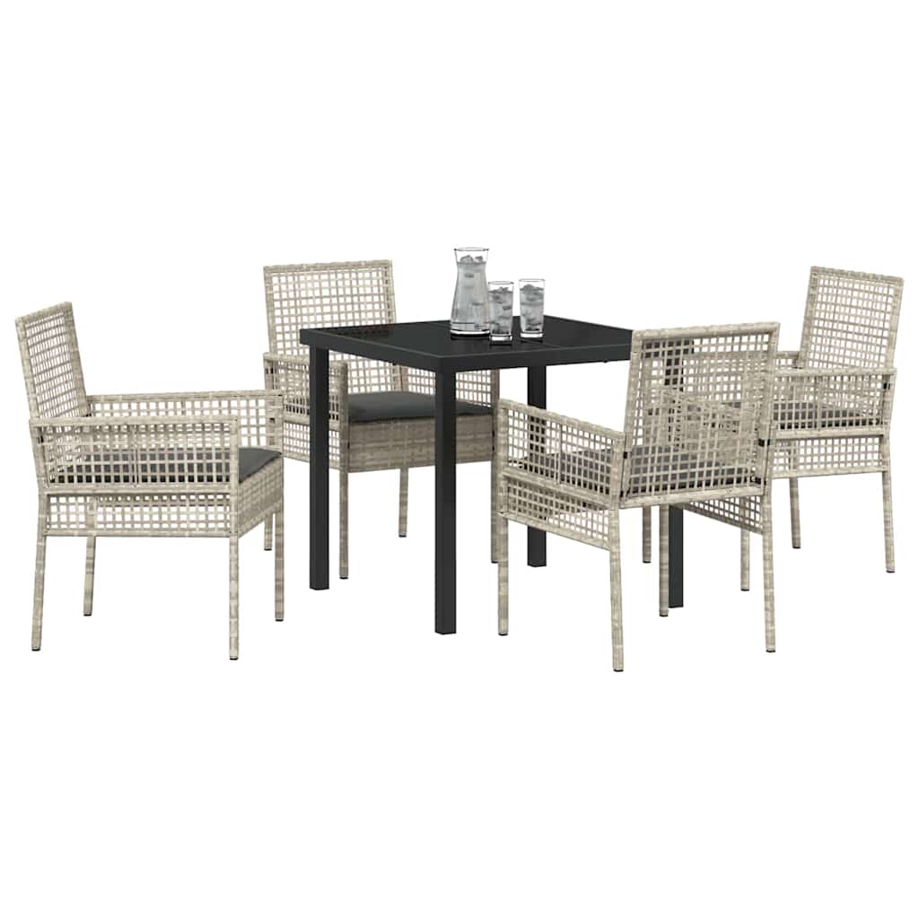 Garten Essgruppe mit Kissen 5 pcs Hellgrau Poly-Rattan