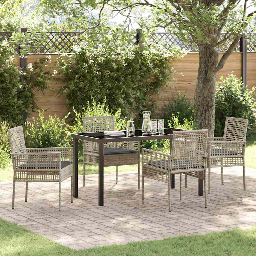 Garten Essgruppe mit Kissen 5 pcs Hellgrau Poly-Rattan