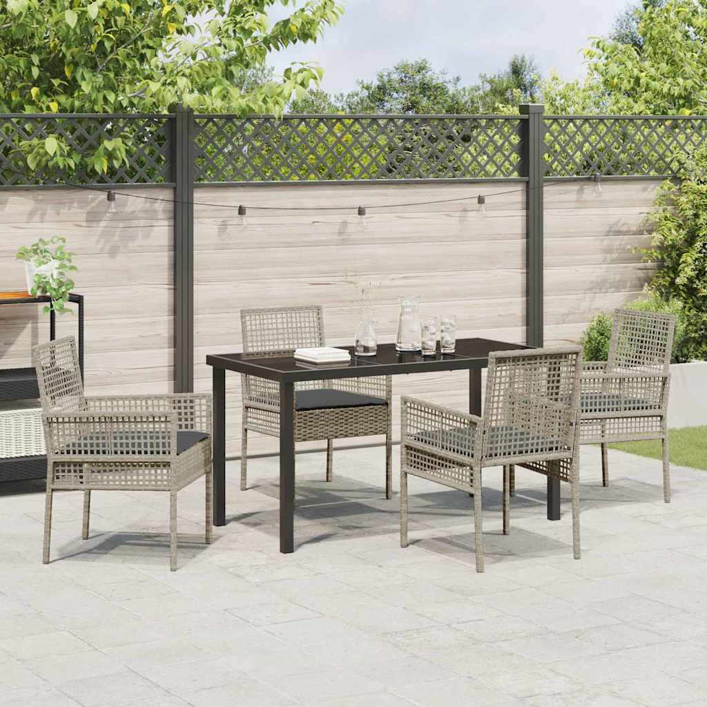 Garten Essgruppe mit Kissen 5 pcs Hellgrau Poly-Rattan