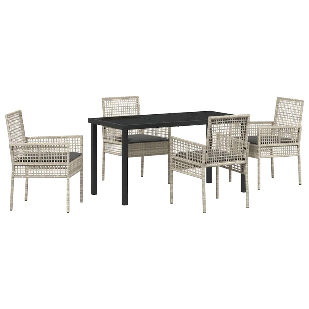 Garten Essgruppe mit Kissen 5 pcs Hellgrau Poly-Rattan