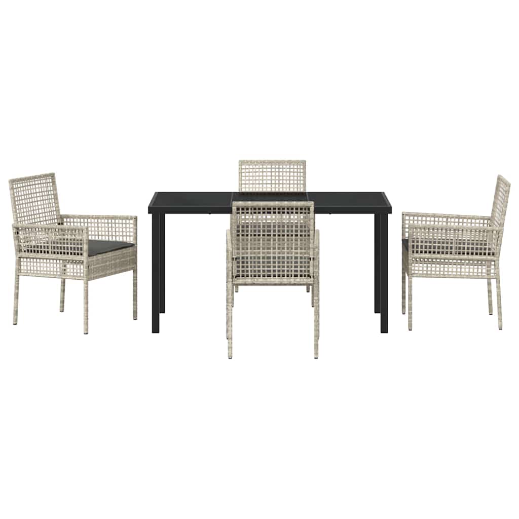 Garten Essgruppe mit Kissen 5 pcs Hellgrau Poly-Rattan