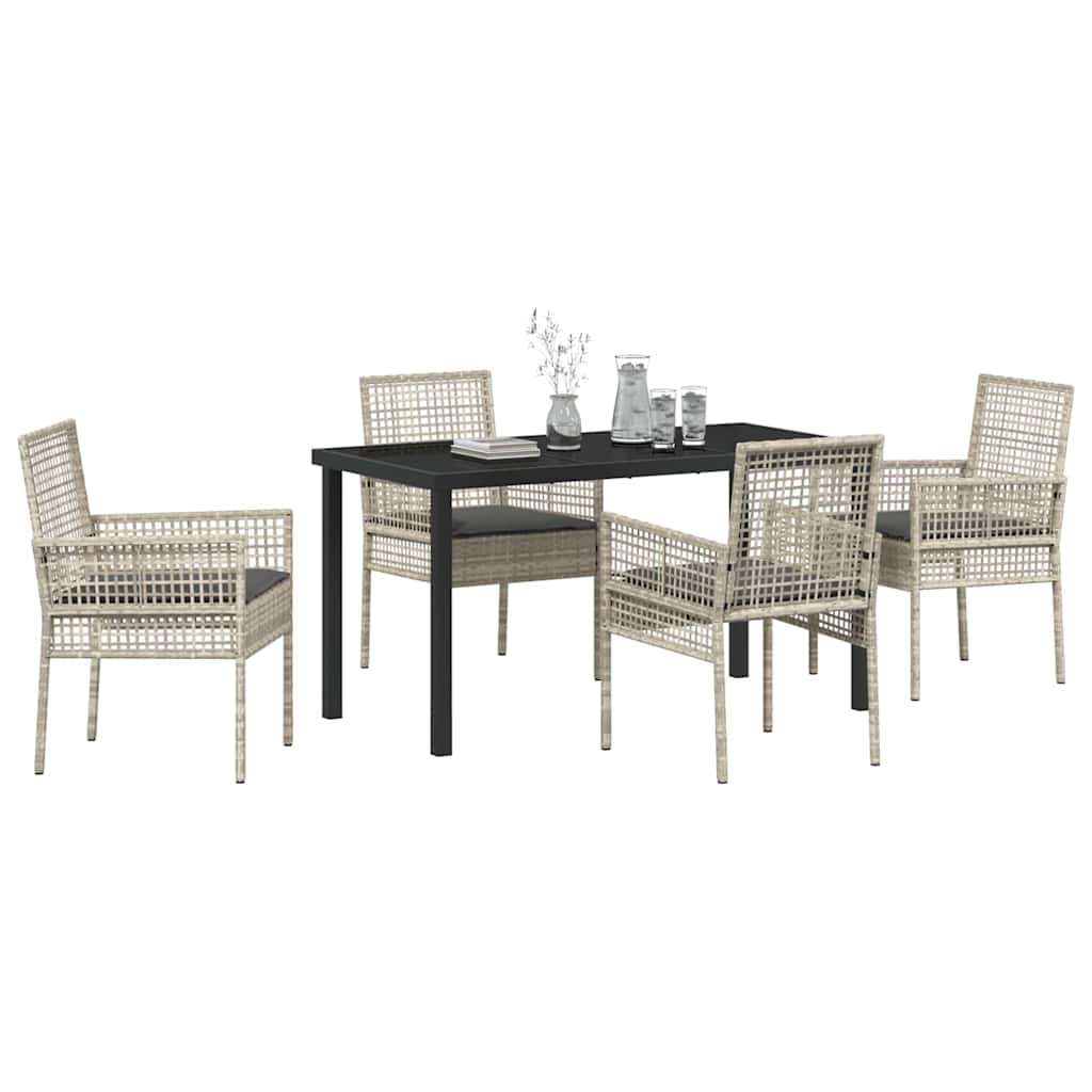 Garten Essgruppe mit Kissen 5 pcs Hellgrau Poly-Rattan