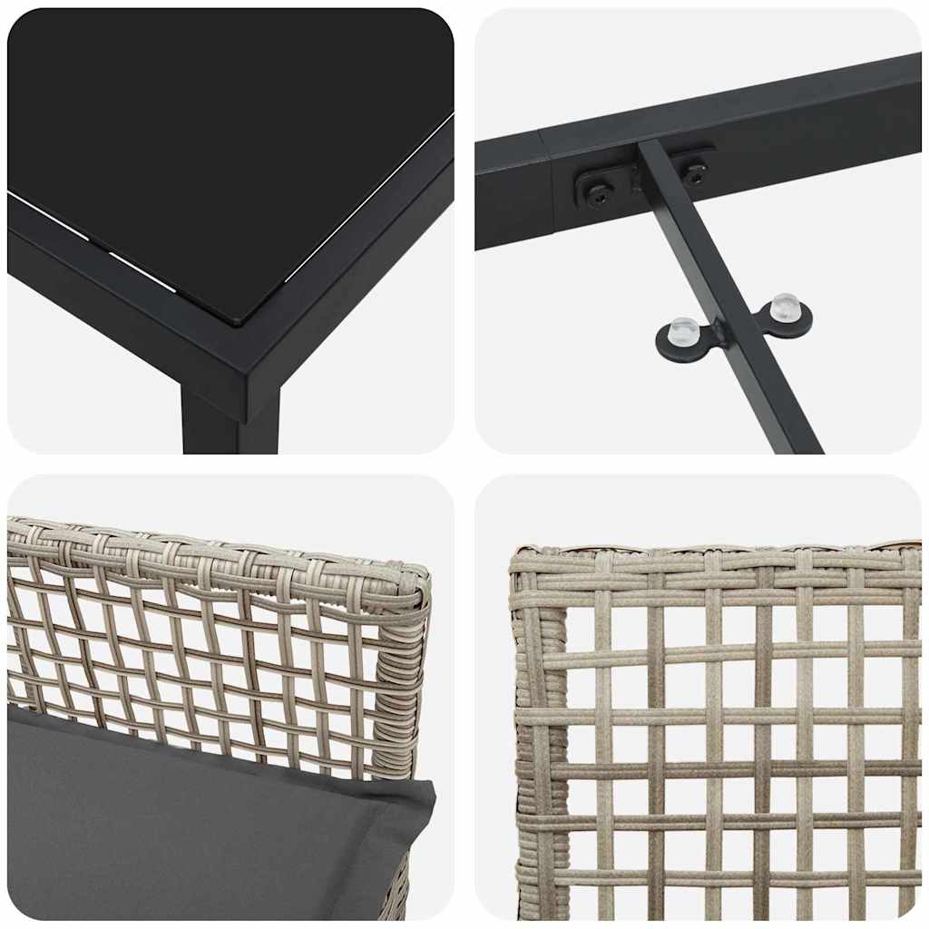 Garten Essgruppe mit Kissen 5 pcs Hellgrau Poly-Rattan